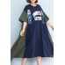 Beautiful blue Cotton clothes stylish Tutorials patchwork large hem Summer Dress