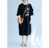 Modern o neck embroidery linen clothes Fashion Online Shopping black long Dresses Summer