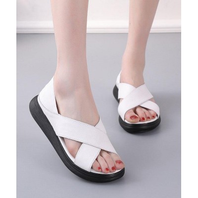 White Genuine Leather best sandals for Hiking Sandals