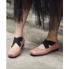 Beige Ballet Flats Shoes Cowhide Leather Boutique Cross Strap Ballet Flats Shoes