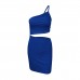 Amazon cross-border design sense, small number, one shoulder drawstring dress, female summer hollow bag hip sling dress