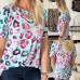 Spot summer new wish Amazon European and American women's printed short sleeved loose casual shirt for women 10073