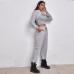 2022 European and American Cross border Women's Spring Hoodie Loose Vest Sweatpants Slow Running Three piece Set