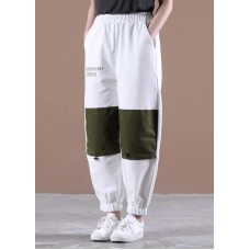 Unique White Harem Pockets Pants Trousers Summer Cotton