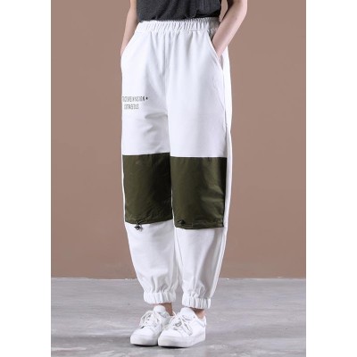Unique White Harem Pockets Pants Trousers Summer Cotton