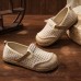 Black Plaid Cotton Linen For Women Splicing Flat Feet Shoes
