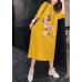 Unique yellow print cotton quilting dresses Indian Shape o neck Half sleeve Kaftan Summer Dress
